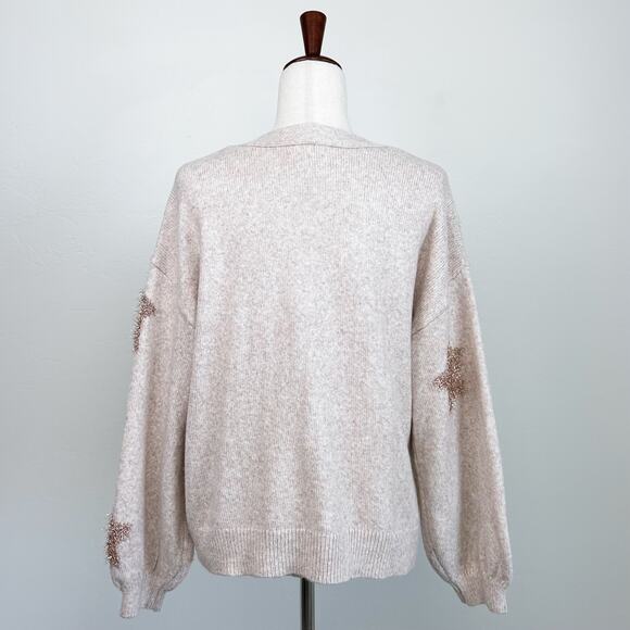 Maurices Gold Tinsel Star Knit V-Neck Cardigan - Picture 6 of 8